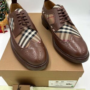 Men’s Burberry vintage check leather Derby shoes, size 43 made in Italy